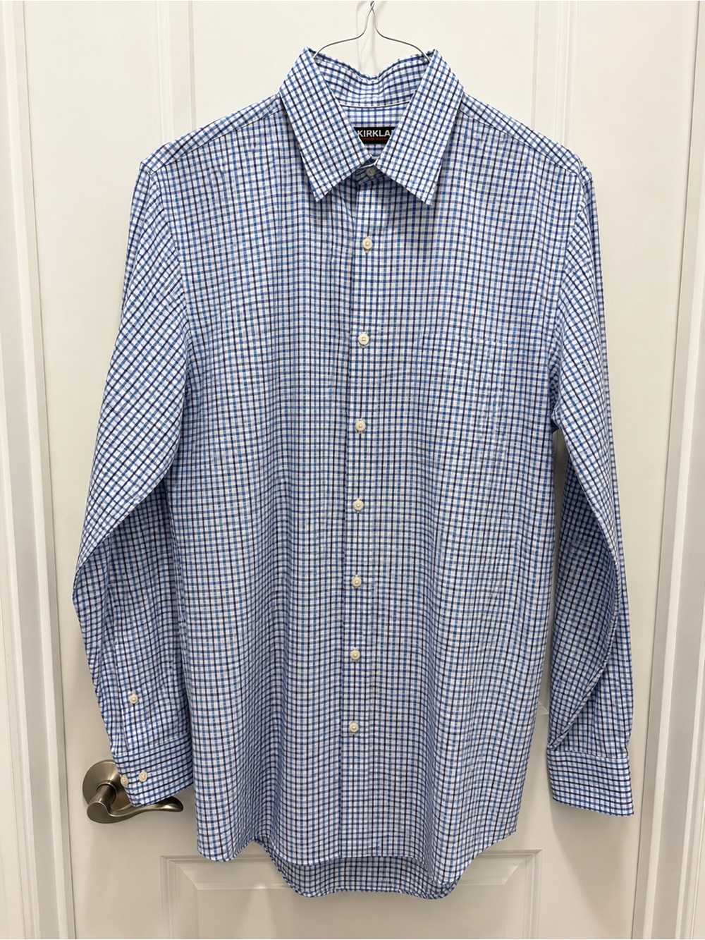 Kirkland Signature Men's Blue Check Dress Shirt